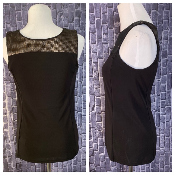 Black W/Gold Sequins Sleeveless Top - Picture 4 of 6